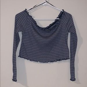 Blue ruffled long sleeve
